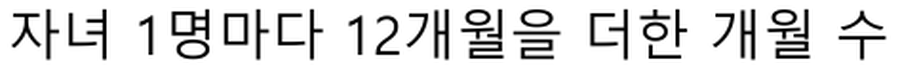 2026년 현재 국민연금법 공식 PDF 9쪽 상단의 제19조제1항제1호 중 자녀 1명마다 12개월을 더한다는 문구만 발췌한 이미지. 적용 시기와 인정 자녀 조건은 주변 본문에서 함께 설명하며 개인 승인 결과가 아닙니다.
