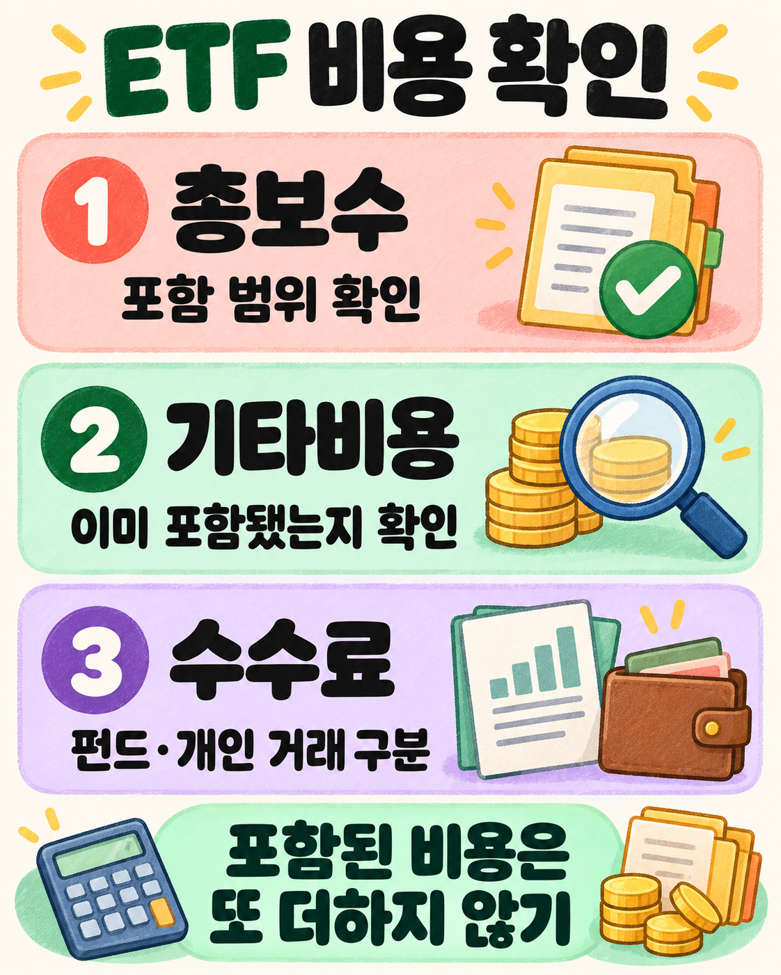 기타비용의 중복 합산과 펀드·개인 거래비용을 구분하는 자체 요약도